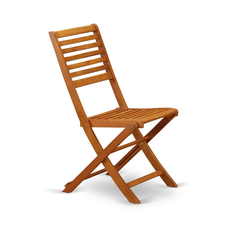 East West Furniture Cameron Wood Patio Dining Chairs in Natural Oil (Set of 2)