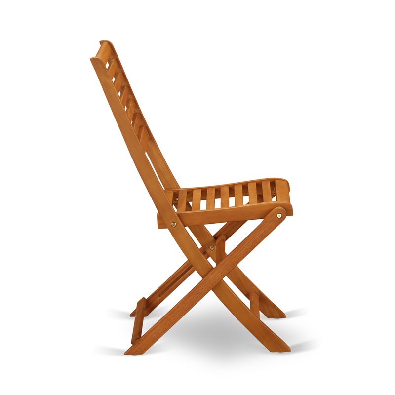 East West Furniture Cameron Wood Patio Dining Chairs in Natural Oil (Set of 2)