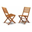 East West Furniture Cameron Wood Patio Dining Chairs in Natural Oil (Set of 2)