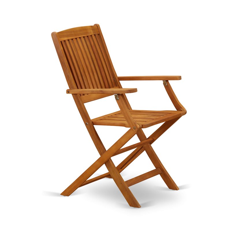 East West Furniture Beasley Patio Dining Chairs in Natural Oil (Set of 2)