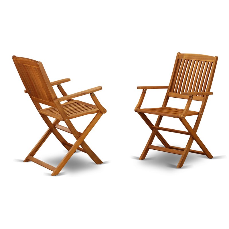 East West Furniture Beasley Patio Dining Chairs in Natural Oil (Set of 2)