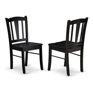 East West Furniture Dublin 9&quot Wood Dining Chairs in Black (Set of 2)