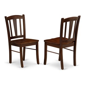 East West Furniture Dublin 9&quot Wood Dining Chairs in Mahogany (Set of 2)
