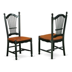East West Furniture Dover 11&quot Wood Dining Chairs in Black/Cherry (Set of 2)