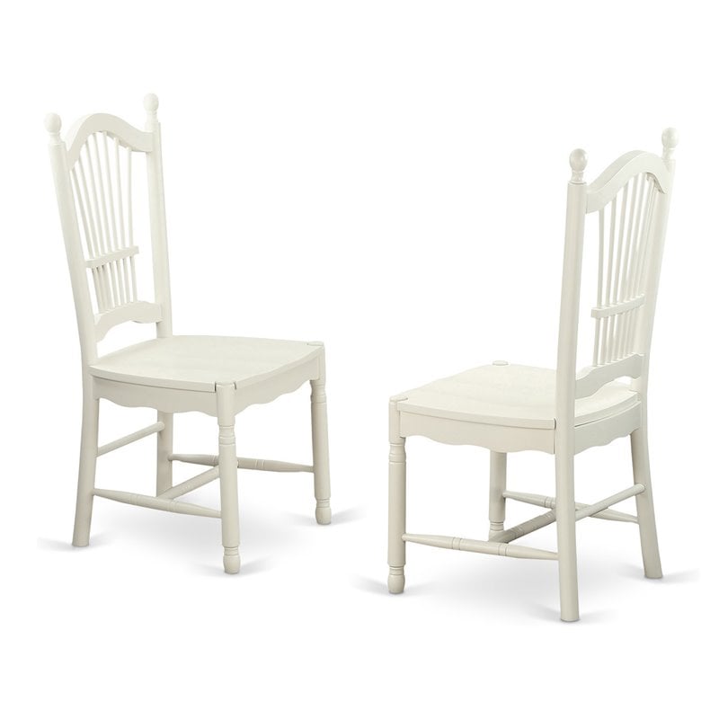 East West Furniture Dover 11" Wood Dining Chairs in Linen White (Set of