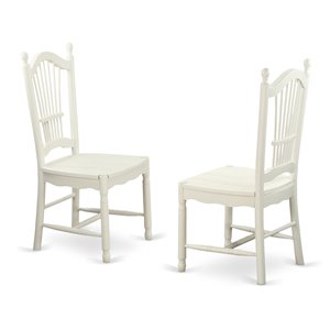 East West Furniture Dover 11&quot Wood Dining Chairs in Linen White (Set of 2)