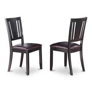 East West Furniture Dudley 38&quot Faux Leather Dining Chairs in Black (Set of 2)