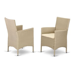 East West Furniture Valencia Metal Patio Dining Chairs in Cream (Set of 2)