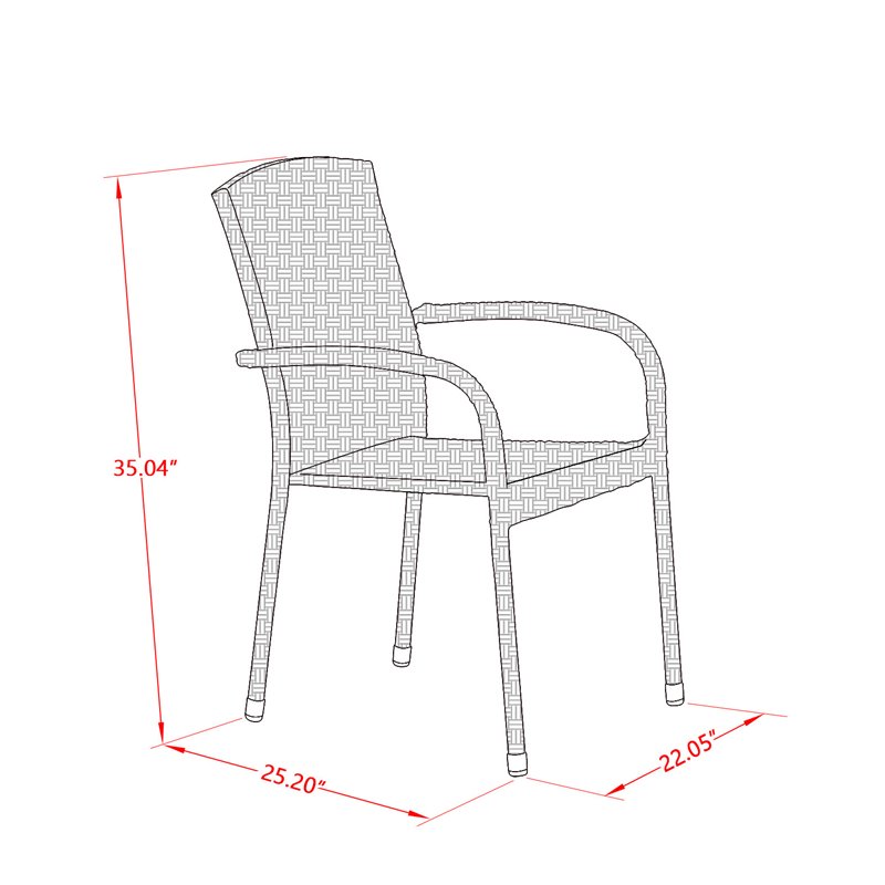 East West Furniture Jubi Metal & Wicker Patio Dining Chairs in Brown (Set of 2)