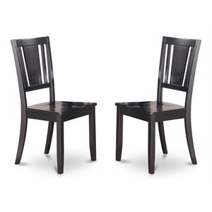 East West Furniture Dudley 10&quot Wood Dining Chairs in Black (Set of 2)
