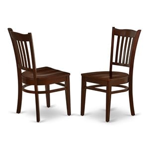 East West Furniture Groton 11&quot Wood Dining Chairs in Mahogany (Set of 2)