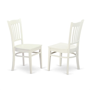 East West Furniture Groton 11&quot Wood Dining Chairs in Linen White (Set of 2)
