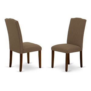 East West Furniture Encinal 40&quot Fabric Dining Chairs in Coffee (Set of 2)