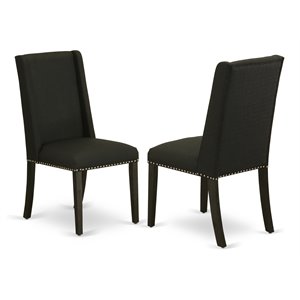 East West Furniture Florence 41&quot Fabric Dining Chairs in Black (Set of 2)