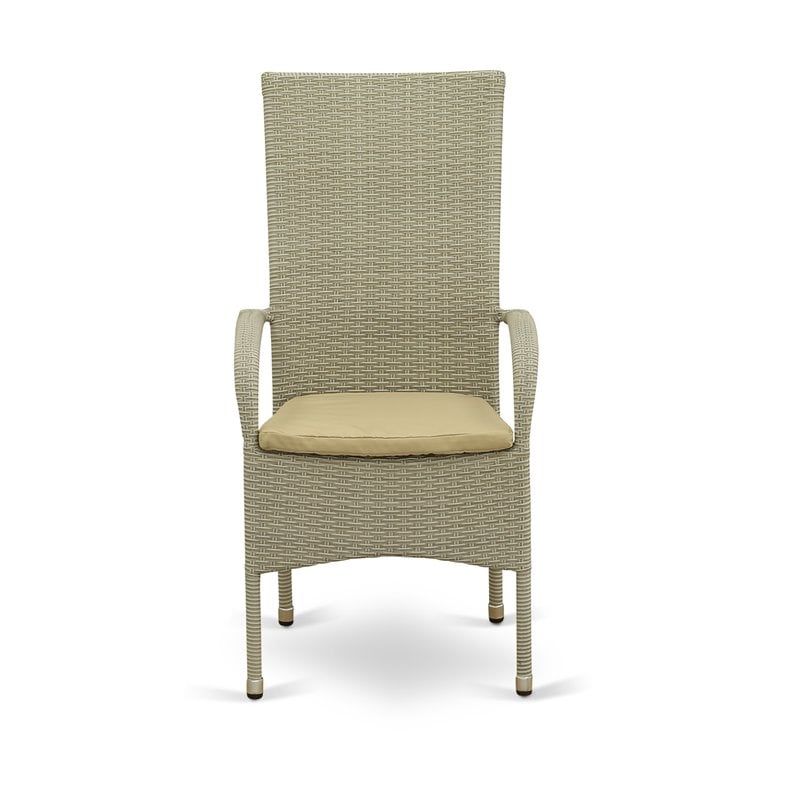 East West Furniture Oslo Metal & Wicker Patio Dining Chair in Natural (Set of 2)