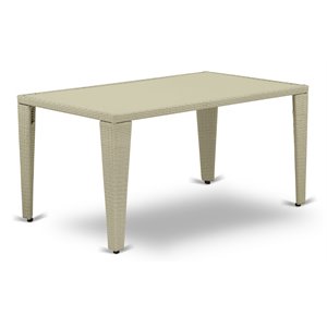 east west furniture gudhjem metal and wicker patio dining table in natural linen