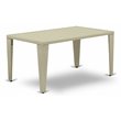 East West Furniture Gudhjem Metal and Wicker Patio Dining Table in Natural Linen