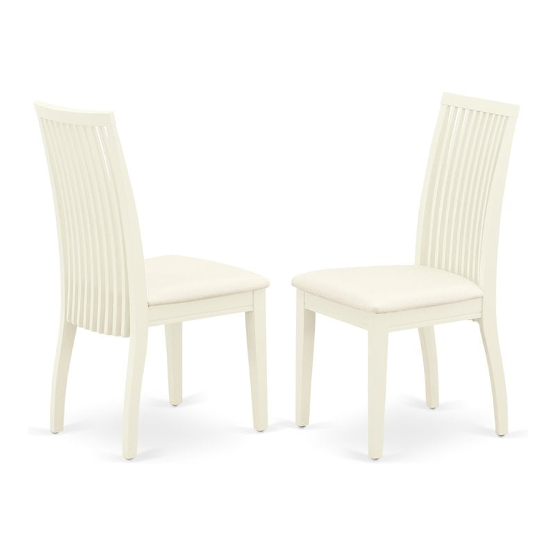 East West Furniture Ipswich Fabric Dining Chairs in Linen White (Set of 2)