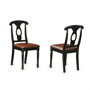 East West Furniture Kenley 38&quot Faux Leather Dining Chairs in Black (Set of 2)