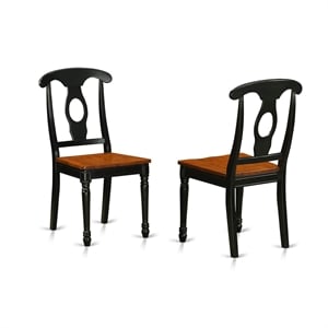 East West Furniture Napoleon 10&quot Wood Dining Chairs in Black/Cherry (Set of 2)