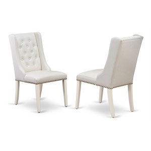 East West Furniture Forney 38&quot Fabric Dining Chairs in White/Gray (Set of 2)