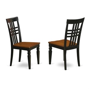 East West Furniture Logan 11&quot Wood Dining Chairs in Black/Cherry (Set of 2)