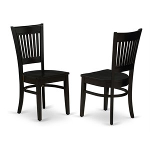 East West Furniture Vancouver 12&quot Wood Dining Chairs in Black (Set of 2)