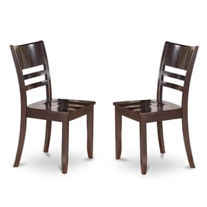 East West Furniture Lynfield 11&quot Wood Dining Chairs in Cappuccino (Set of 2)