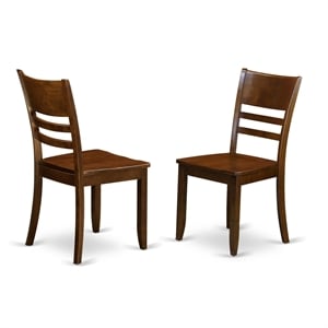 East West Furniture Lynfield 11&quot Wood Dining Chairs in Espresso (Set of 2)
