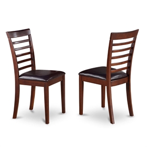 East West Furniture Milan 38&quot Faux Leather Dining Chairs in Mahogany (Set of 2)