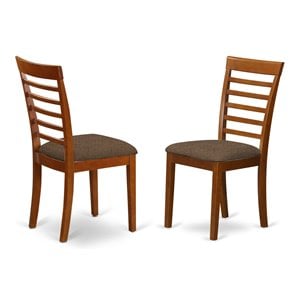 East West Furniture Milan 38&quot Fabric Dining Chairs in Saddle Brown (Set of 2)