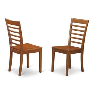 East West Furniture Milan 10&quot Wood Dining Chairs in Saddle Brown (Set of 2)