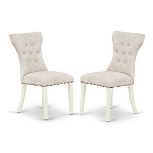 East West Furniture Gallitin 41&quot Fabric Dining Chairs in White/Gray (Set of 2)