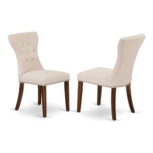 East West Furniture Gallitin 41&quot Fabric Dining Chairs in Beige (Set of 2)