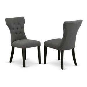 East West Furniture Gallitin 41&quot Fabric Dining Chairs in Black/Gray (Set of 2)