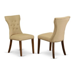 East West Furniture Gallitin 41&quot Fabric Dining Chairs in Brown (Set of 2)