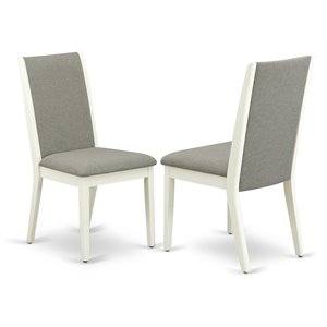 East West Furniture Lancy 39&quot Fabric Dining Chairs in White/Gray (Set of 2)