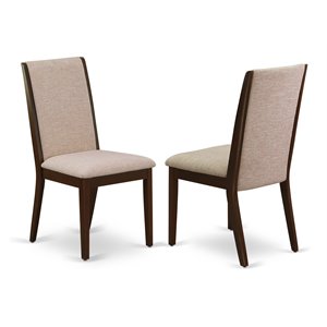 East West Furniture Lancy 39&quot Fabric Dining Chairs in Mahogany/Brown (Set of 2)