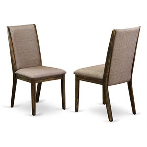 East West Furniture Lancy 39&quot Fabric Dining Chairs in Jacobean/Brown (Set of 2)