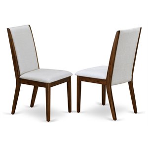East West Furniture Lancy 39&quot Fabric Dining Chairs in Walnut/Gray (Set of 2)
