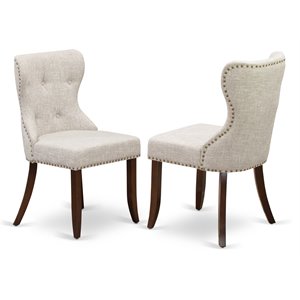 East West Furniture Sion 36&quot Fabric Dining Chairs in Mahogany/Gray (Set of 2)