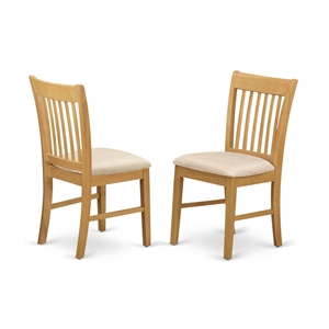 East West Furniture Norfol 35&quot Fabric Dining Chairs in Oak (Set of 2)