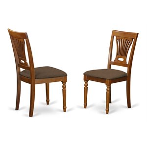 East West Furniture Plainville 37&quot Fabric Dining Chairs in Brown (Set of 2)
