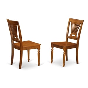 East West Furniture Plainville 11&quot Wood Dining Chairs in Brown (Set of 2)