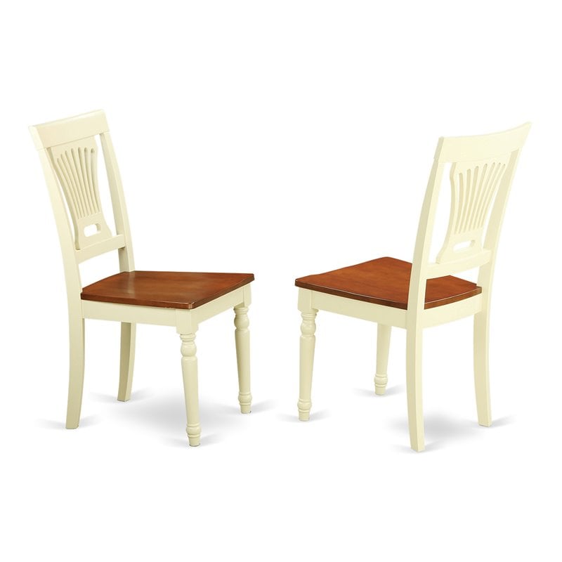 East West Furniture Plainville 11" Wood Dining Chairs in Cream/Cherry
