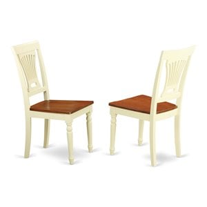 East West Furniture Plainville 11&quot Wood Dining Chairs in Cream/Cherry (Set of 2)