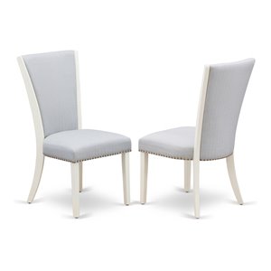 East West Furniture Verona 39&quot Fabric Dining Chairs in White/Gray (Set of 2)