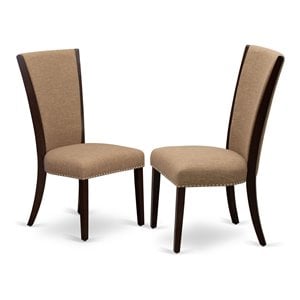 East West Furniture Verona 39&quot Fabric Dining Chairs in Mahogany/Brown (Set of 2)
