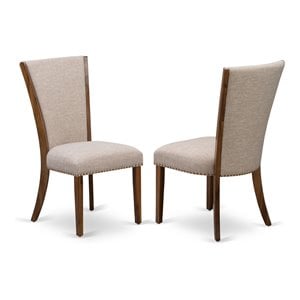 East West Furniture Verona Fabric Dining Chairs in Walnut/Tan (Set of 2)