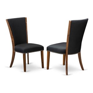 East West Furniture Verona 39&quot Fabric Dining Chairs in Walnut/Black (Set of 2)